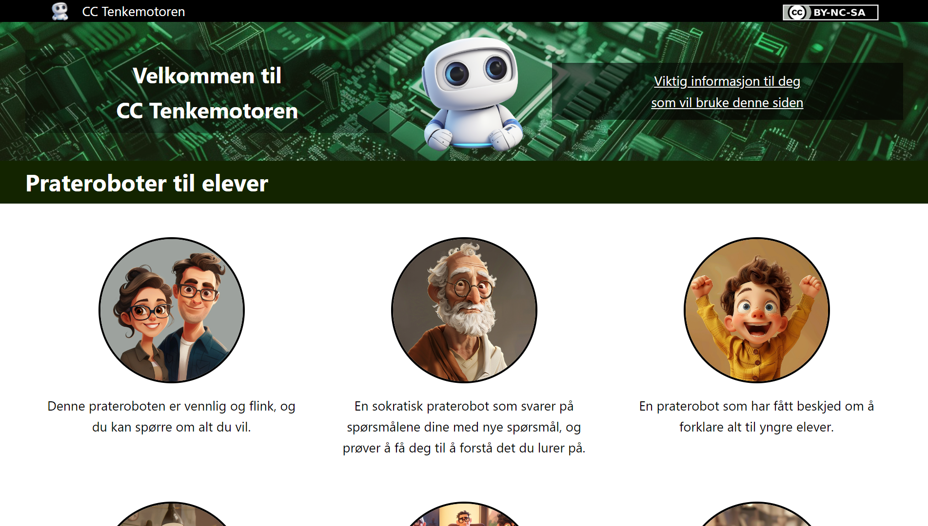 CC Tenkemotoren – En gratis praterobot for lærere og elever